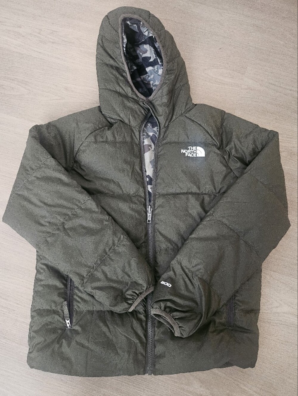 The North Face Kid's Olive Green Hooded Puffer Jacket
